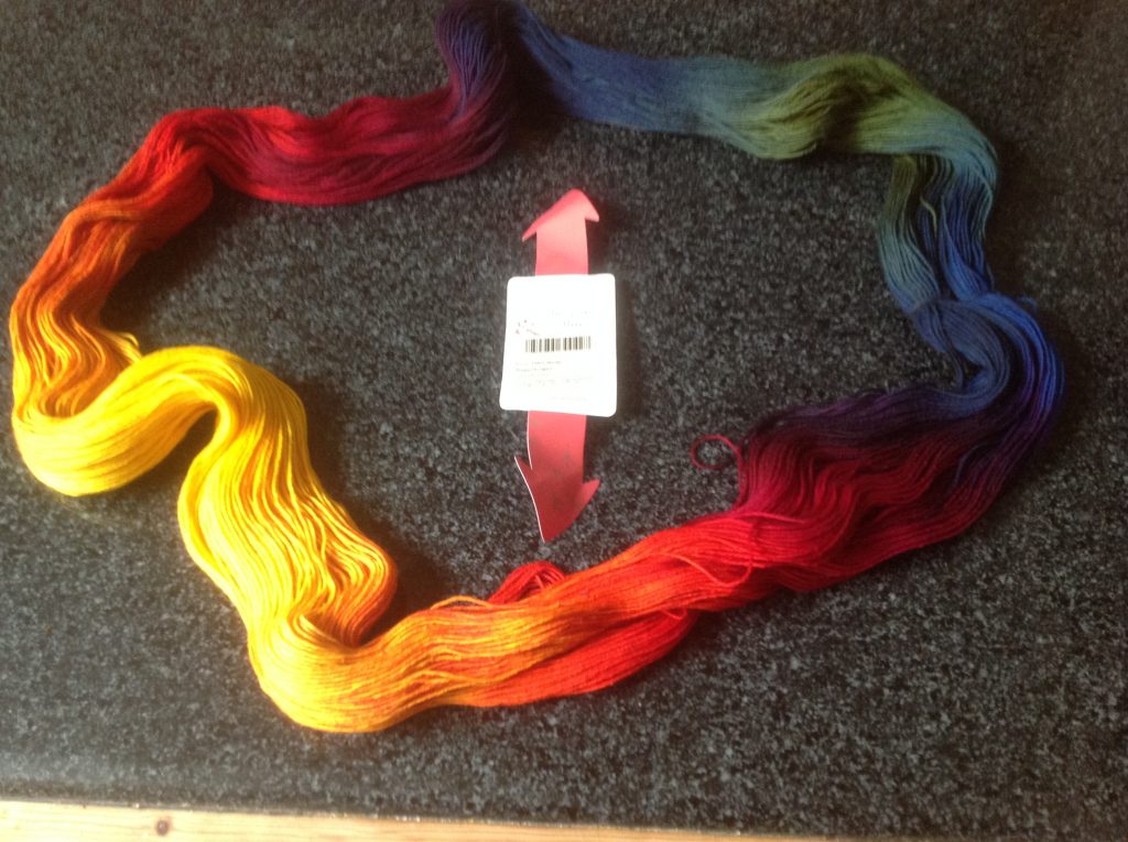 Open skien of Wollmeise yarn bright space dyes colours